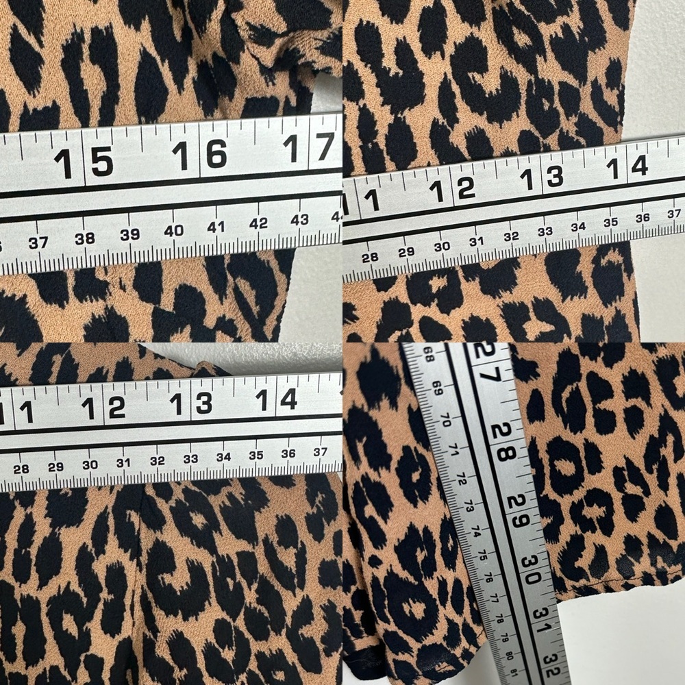 Reformation Leopard Print Gracie Dress Size 12 Ruched Short Sleeves Boho Mini - Picture 13 of 16